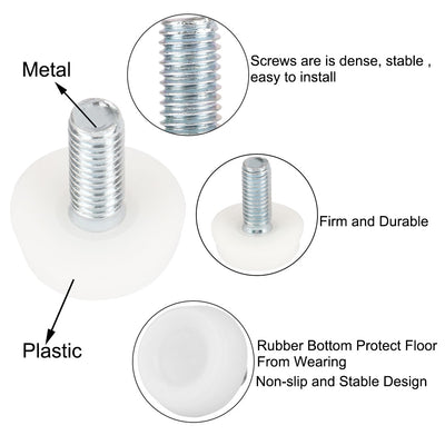 Harfington Uxcell M8 x 20mm Threaded Furniture Cabinet Screw On Leveling Glide Foot 20 Pcs