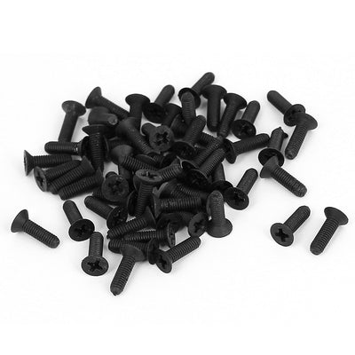 Harfington Uxcell M3x10mm 0.5mm Pitch Nylon Phillips Countersunk Head Screws Bolt Black 50Pcs