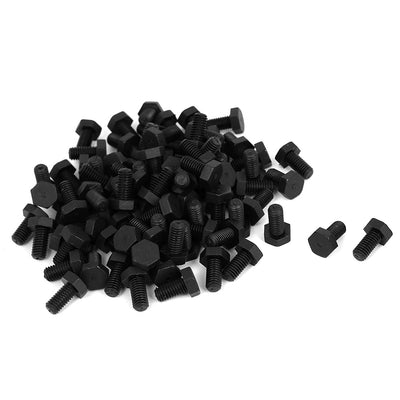 Harfington Uxcell M6x12mm Full Thread Nylon Metric Hex Hexagon Head Cap Screw Bolt Black 100Pcs