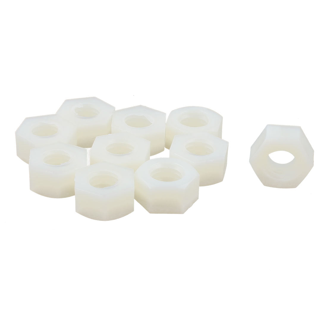 uxcell Uxcell 10pcs Pack Of Metric M10 Insert Lock Nylon Full Hex Nuts Plastic grey white