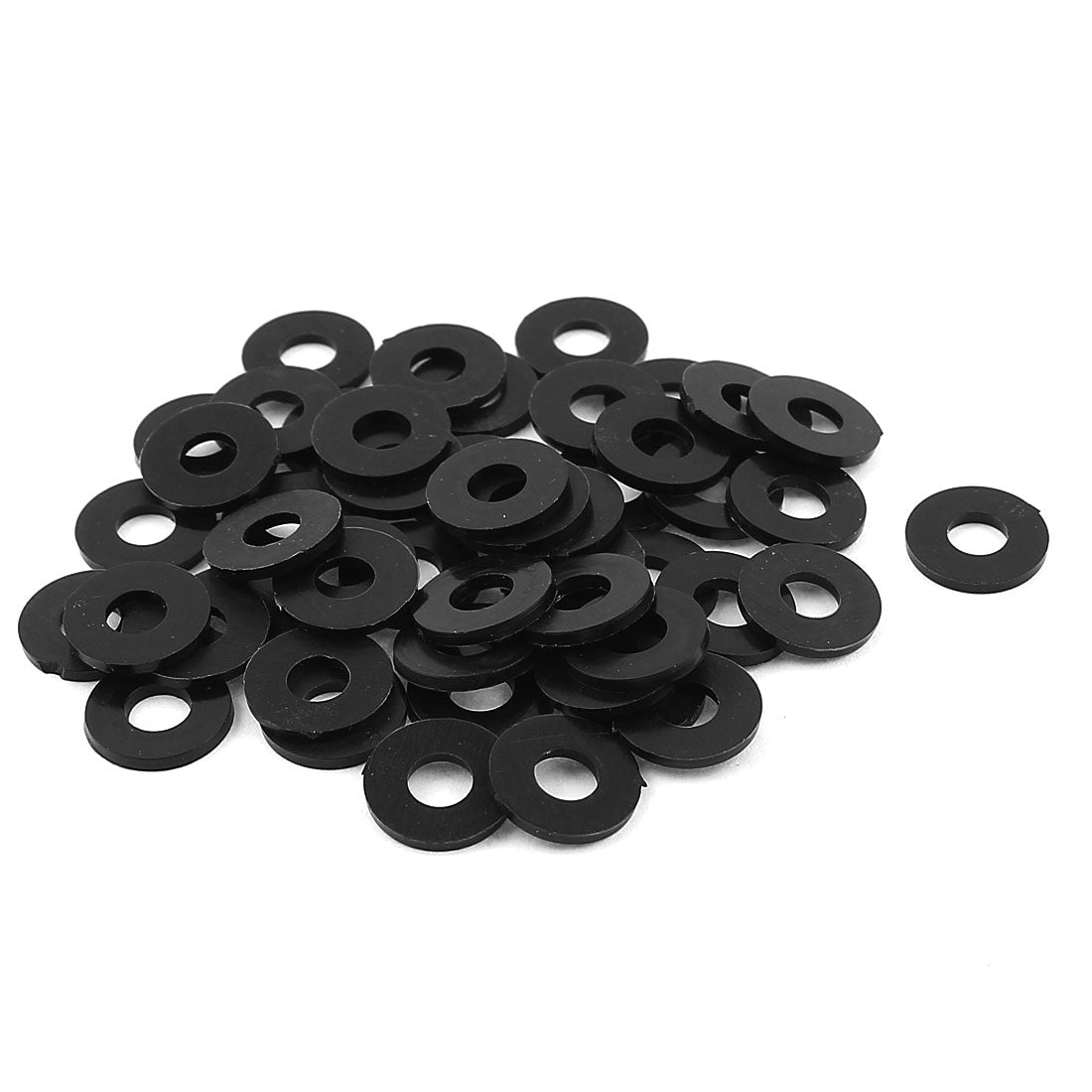 uxcell Uxcell 50pcs Plastic Spacer Flat Nylon Standoff Washer Insulation Metric M4 x 10mm x 1mm Black