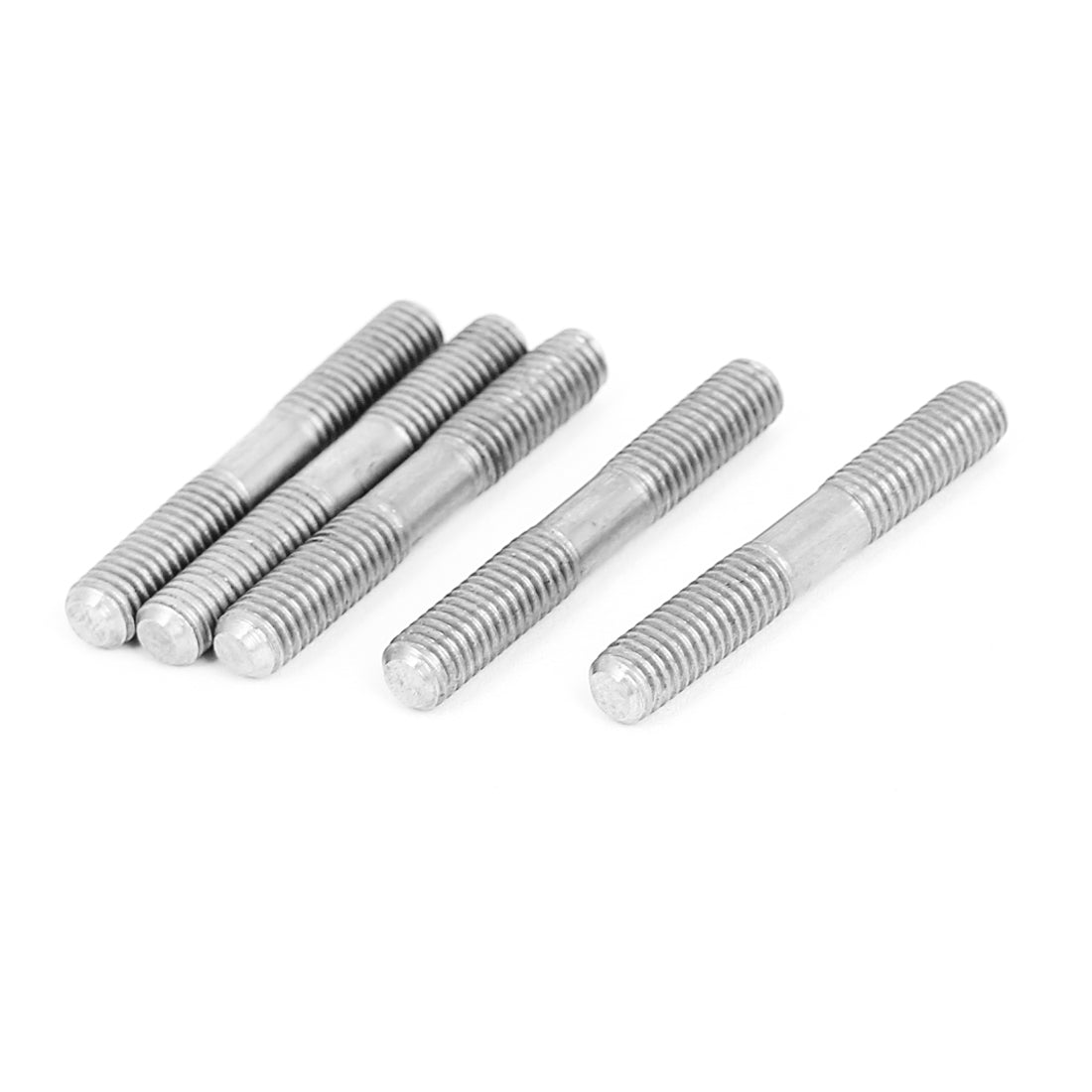 uxcell Uxcell M5x35mm Stainless Steel Double End Threaded Stud Screw Bolt Silver Tone 5Pcs