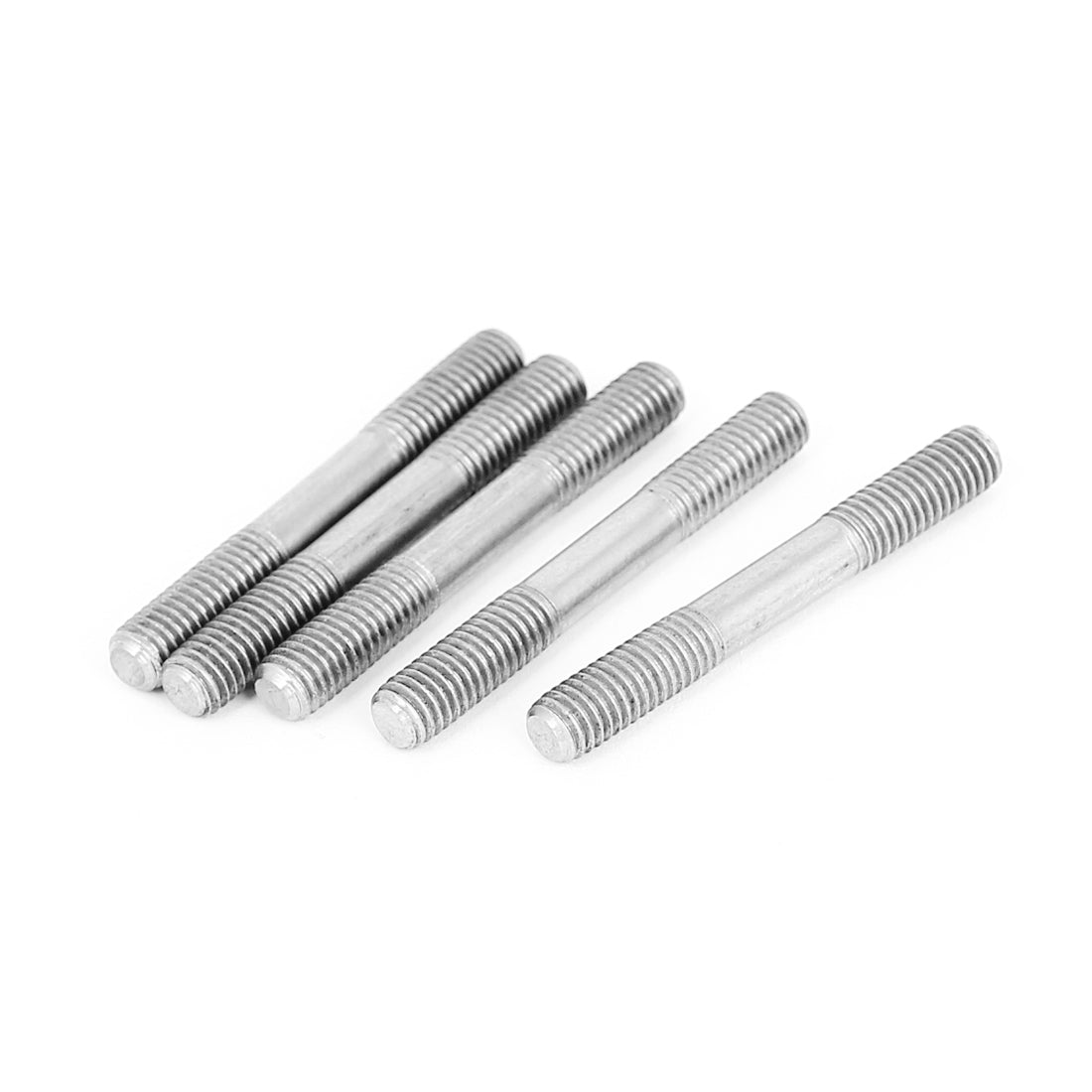 uxcell Uxcell M5x40mm 304 Stainless Steel Double End Threaded Stud Screw Bolt Silver Tone 5Pcs