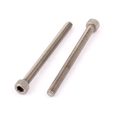 Harfington Uxcell M4 x 50mm Stainless Steel Knurled Socket Head Hex Cap Screws Gray 2pcs