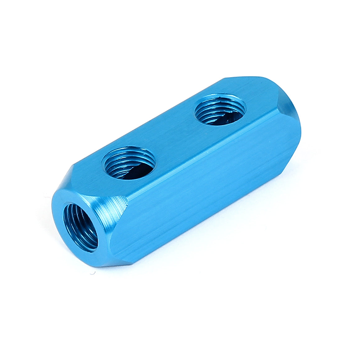 uxcell Uxcell Air Compressor 1/4BSP 2 Way Hose Pipe Inline Manifold Block Splitter Blue