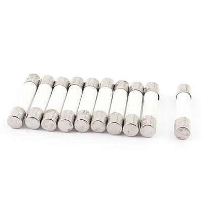 Harfington Uxcell 10 PCS 5 x 25mm Fusible Core Cylinder Cap Ceramic Tube Fuse Links 250V 7A