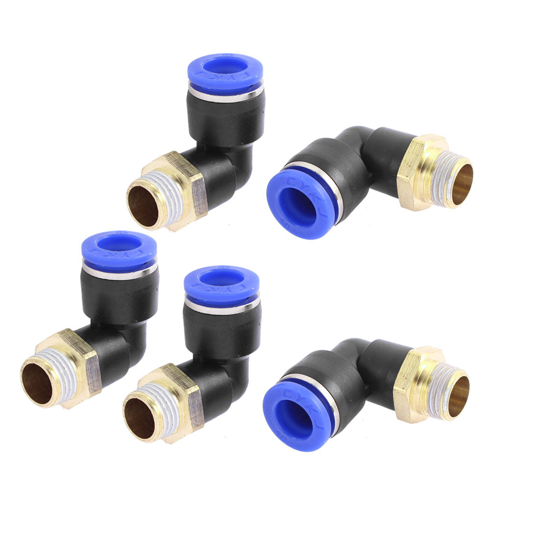 uxcell Uxcell 5 Pcs 1/4BSP Male to 10mm Tube Elbow Connectors Quick Connect Fittings PL10-02