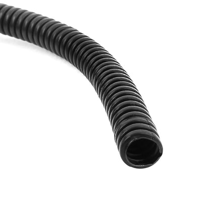 Harfington Uxcell 1.9 M 7 x 10 mm Plastic Flexible Corrugated Conduit Tube for Garden,Office Black