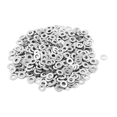 Harfington Uxcell 500pcs 304 Stainless Steel M3 Flat Washers Fasteners Silver Tone