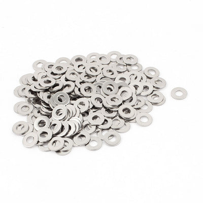 Harfington Uxcell 200pcs 304 Stainless Steel Plain Finish M4 Flat Washer Spacers Silver Tone