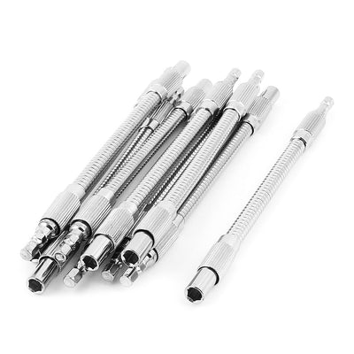 Harfington Uxcell 10 Set Stücke 1/4" Antrieb Flexibler Steckschlüssel Verlängerungsstange Ratschen Flex Werkzeug silberfarben