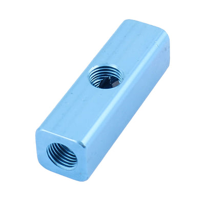 Harfington Uxcell Air Compressor 1/4BSP Thread 2 Way Hose Pipe Inline Manifold Block Splitter Blue