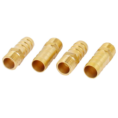 Harfington Uxcell 1/4BSP Male Thread 12mm Inner Dia Brass Hose Barb Coupler Fitting Connector 4pcs