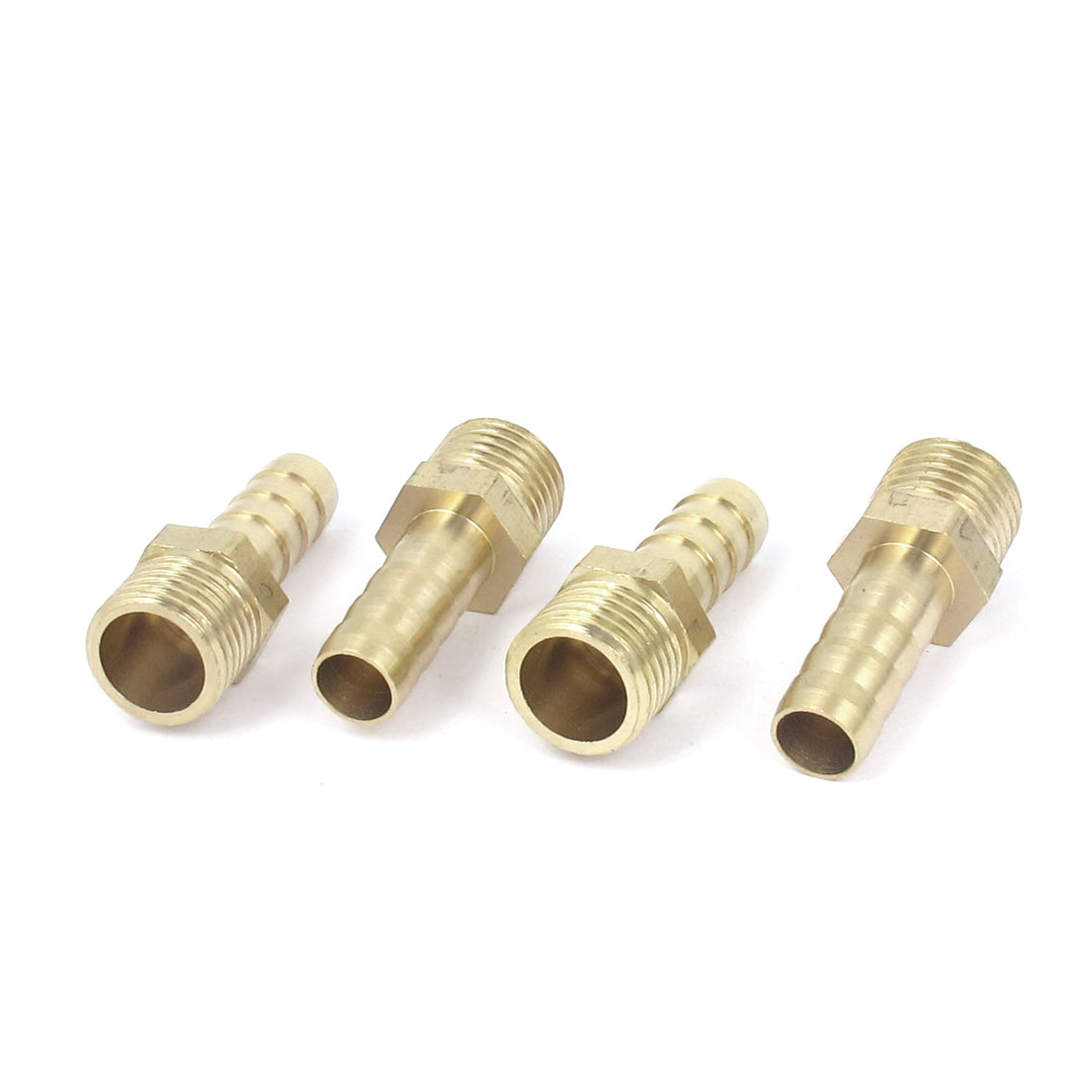 uxcell Uxcell 1/4BSP Male Thread 8mm Inner Dia Brass Hose Barb Coupler Fitting Connector 4pcs