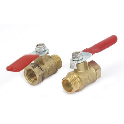 Harfington Uxcell 1/4BSP Male to 1/4BSP Female Thread Pneumatic Gas Ball Valve 2pcs