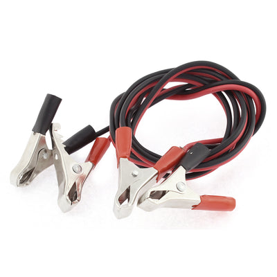 Harfington Uxcell Dual Alligator Clips Power Charger Cable Testing Wire 25A Black Red 1.23M Long