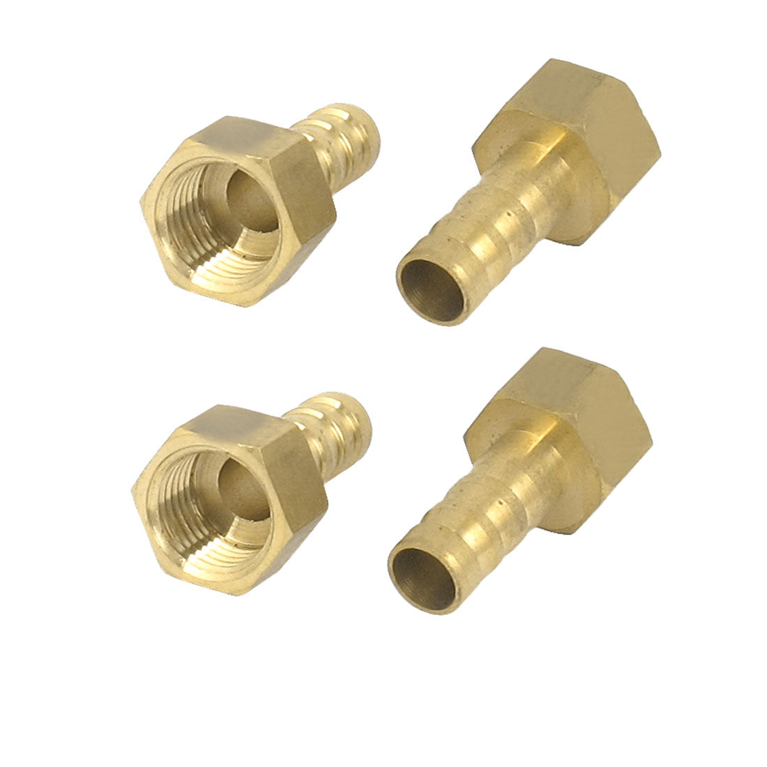 uxcell Uxcell 1/4BSP Female Thread 8mm Tube Dia Brass Hose Barb Coupler Outer Hexagon Connector 4pcs