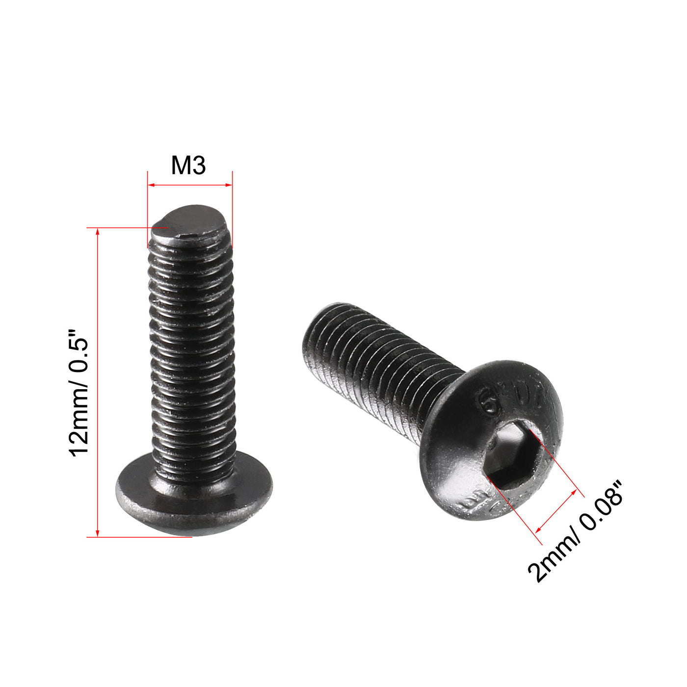 uxcell Uxcell M3 x 10mm Alloy Steel Hex Socket Button Head Machine Screws Black 100 Pcs