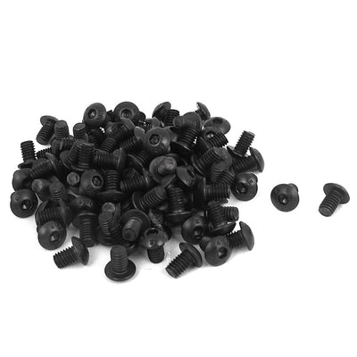 Harfington Uxcell M4 x 6mm Alloy Steel Hex Socket Button Head Machine Screws Black 100 Pcs