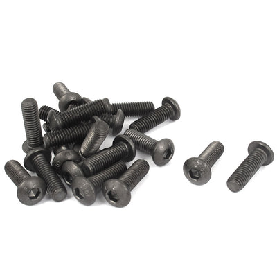 Harfington Uxcell 20Pcs M8 x 25mm 1.25mm Unfang Legierirt Stahl Hex Sockel Kopf Schrauben Schwarz de