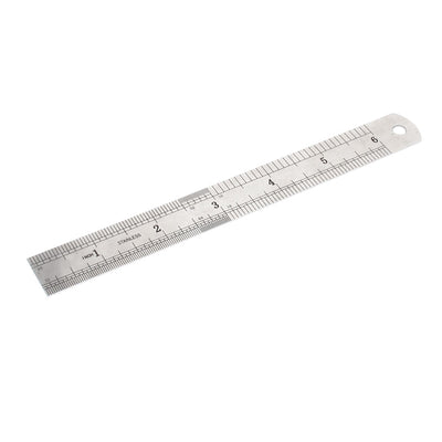 Harfington Uxcell 17cm x 2cm Metal 15cm 6 inches Metric Dual Side Marked Measuring Straight Ruler for   Worker Office