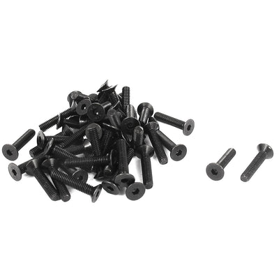 Harfington Uxcell M4 x 20mm Metric Hex Socket Countersunk Flat Head Screw Bolts Black 50PCS