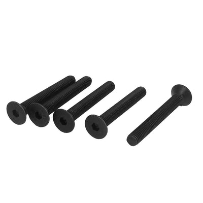 Harfington Uxcell M8 x 60mm Metric Hex Socket Countersunk Flat Head Screw Bolts Black 5PCS