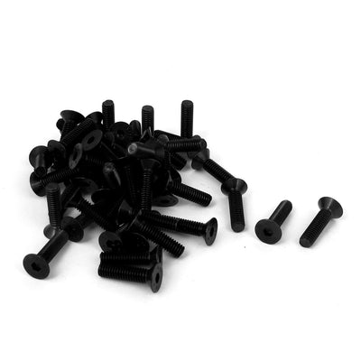 Harfington Uxcell M4 x 16mm Metric Hex Socket Countersunk Flat Head Screw Bolts Black 50PCS