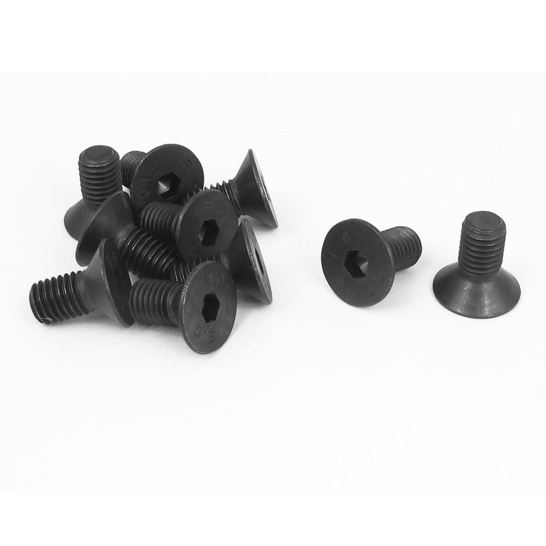 uxcell Uxcell M10 x 20mm Metric Hex Socket Countersunk Flat Head Screw Bolts Black 10PCS