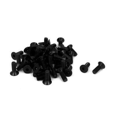 Harfington Uxcell M4 x 12mm Metric Hex Socket Countersunk Flat Head Screw Bolts Black 50PCS