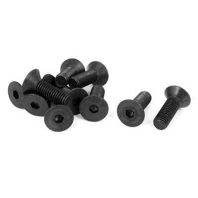 Harfington Uxcell M10 x 30mm Metric Hex Socket Countersunk Flat Head Screw Bolts Black 10PCS