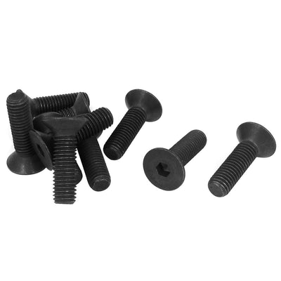 Harfington Uxcell M10 x 35mm Metric Hex Socket Countersunk Flat Head Screw Bolts Black 10PCS