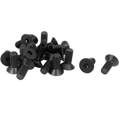 Harfington Uxcell M8 x 20mm Metric Hex Socket Countersunk Flat Head Screw Bolts Black 20PCS