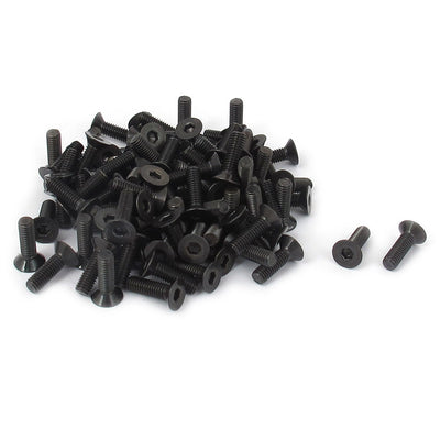 Harfington Uxcell M3 x 10mm Metric Hex Socket Countersunk Flat Head Screw Bolts Black 100PCS