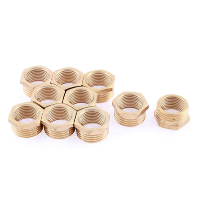 Harfington Uxcell 1/2BSP Male x 3/8BSP Female Thread Hex Reducer Bushing Pipe Fitting Connector 10pcs