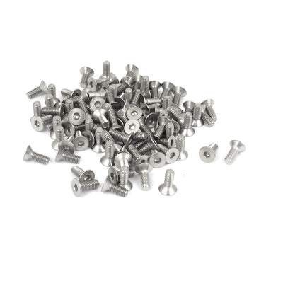 Harfington Uxcell M3 x 8mm Metric 304 Stainless Steel Hex Socket Countersunk Flat Head Screw Bolts 100PCS