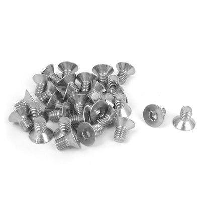 Harfington Uxcell M6 x 10mm Metric 304 Stainless Steel Hex Socket Countersunk Flat Head Screw Bolts 30PCS