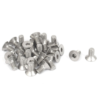 Harfington Uxcell M6 x 12mm Metric 304 Stainless Steel Hex Socket Countersunk Flat Head Screw Bolts 30PCS