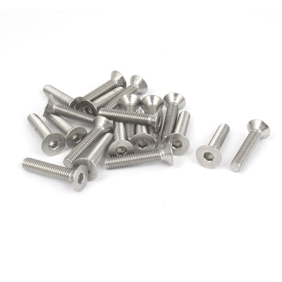 Harfington Uxcell M6 x 30mm Metric 304 Stainless Steel Hex Socket Countersunk Flat Head Screw Bolts 20PCS