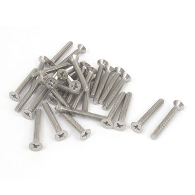 Harfington Uxcell M4 x 30mm Metric Phillips Flat Head Countersunk Bolts Machine Screws 8mm Head Dia 30pcs