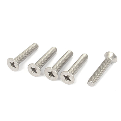 Harfington Uxcell M8 x 45mm Metric Phillips Flat Head Countersunk Bolts Machine Screws 5pcs