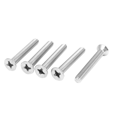 Harfington Uxcell M8 x 60mm Metric Phillips Flat Head Countersunk Bolts Machine Screws 5pcs