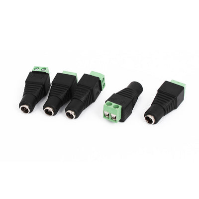 Harfington Uxcell 2.1mm x 5.5mm Female DC Power Socket Adapter Wire Connector 5Pcs for CCTV