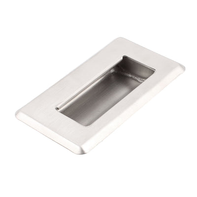 Harfington Uxcell 108mm 4.3" Long Stainless Steel Rectangular Furniture Cabinet Door Flush Recessed Pull Handle Grip