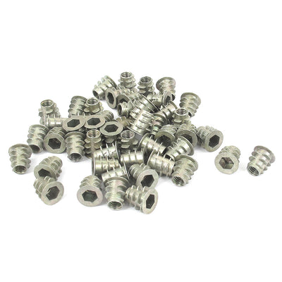 Harfington Uxcell 50 Pcs M5x10mm Zinc Plated Hex Socket Screw in Thread Insert Nut for Wood