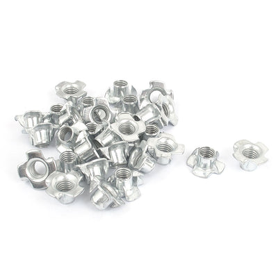 Harfington Uxcell 30 Pcs M8x1.25mm T Nut Zinc Plated 4 Prong Tee Nuts Fasteners