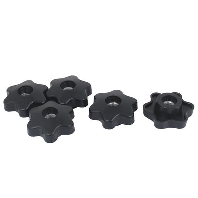 Harfington Uxcell M10 x 58mm Plastic Star Head Screw On Type Clamping Knob Grip Black 5pcs