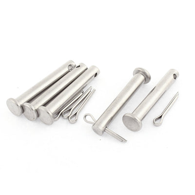 Harfington Uxcell M8x50mm Flat Head 304 Stainless Steel Round Clevis Pins Fastener 5 Sets