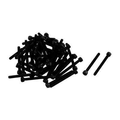 Harfington Uxcell M2.5x25mm 12.9 Alloy Steel Screw Cap Point Hex Socket Screws Bolts Black 50pcs