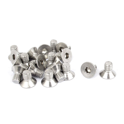 Harfington Uxcell M6 x 10mm Metric 304 Stainless Steel Hex Socket Countersunk Flat Head Screw Bolts 20pcs